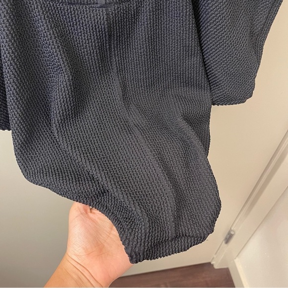 J Crew Ribbed textured squareneck one piece swimsuit in black plus size 22 - Picture 5 of 7